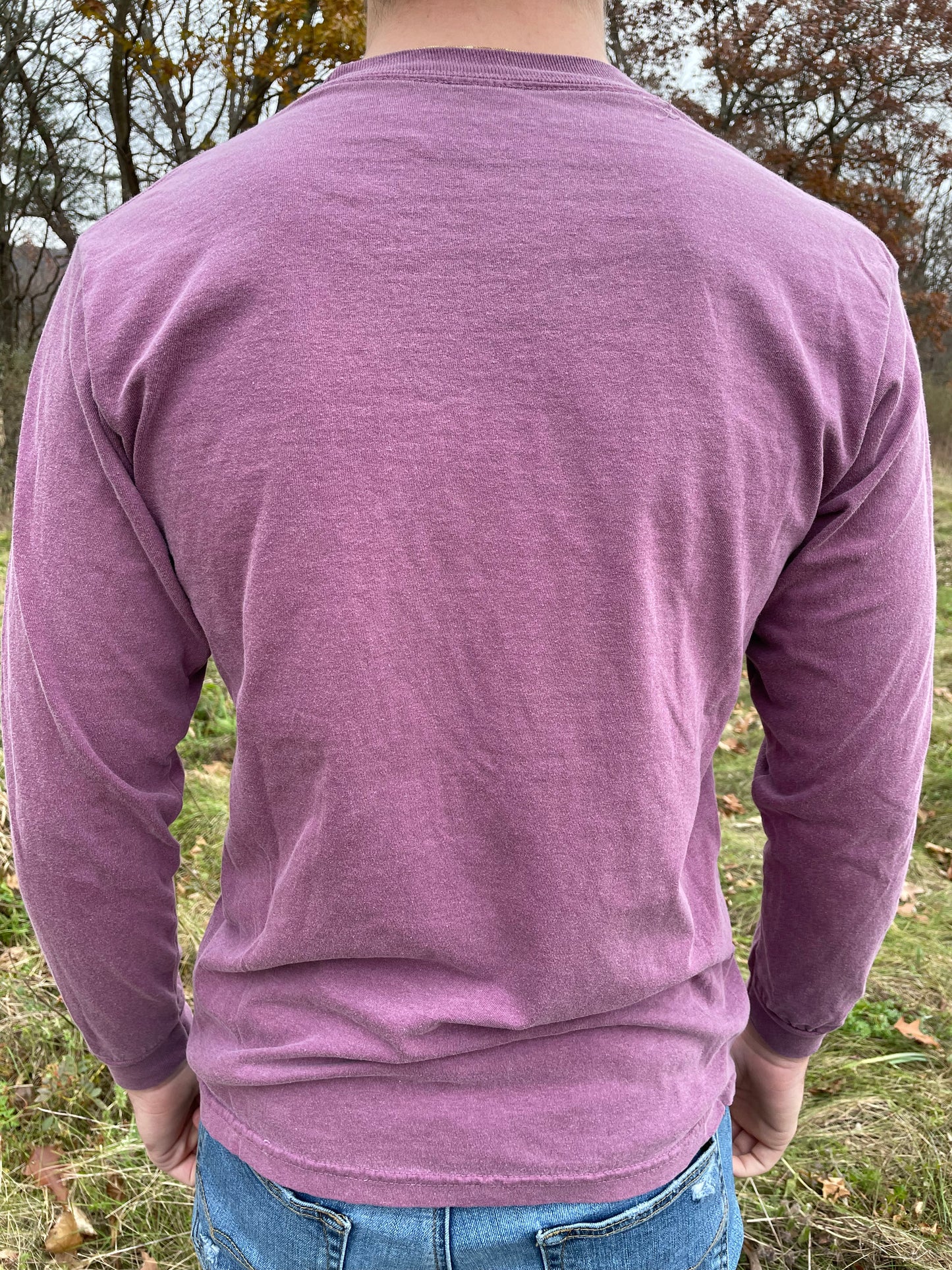 Pigment Dyed Heavyweight Long Sleeve Mountain Crest - Berry