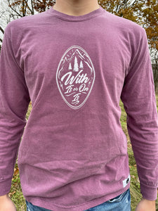 Pigment Dyed Heavyweight Long Sleeve Mountain Crest - Berry