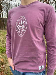 Pigment Dyed Heavyweight Long Sleeve Mountain Crest - Berry